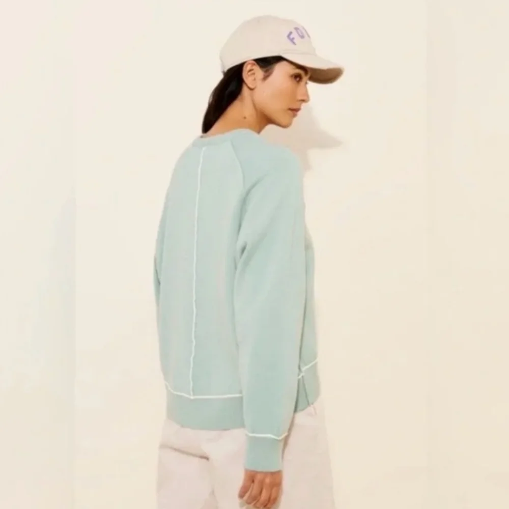 Anthropologie Pilcro Oaklyn Cozy Crew-Neck Green Oversized Sweatshirt Size M NWT - Picture 3 of 16